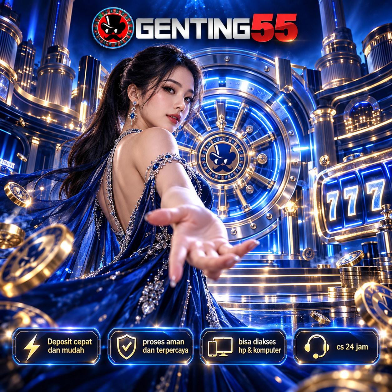 Banner GENTING55 kanal TOP, bertema hiburan digital